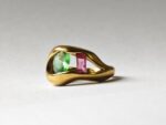 green and pink zircon gold plated stainless steel ring for women in pakistan by dango