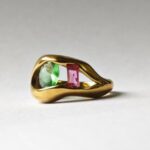 green and pink zircon gold plated stainless steel ring for women in pakistan by dango