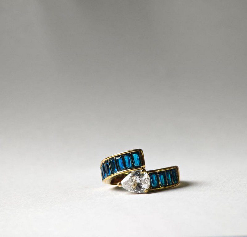 blue zircon gold plated stainless steel ring for women in pakistan by dango