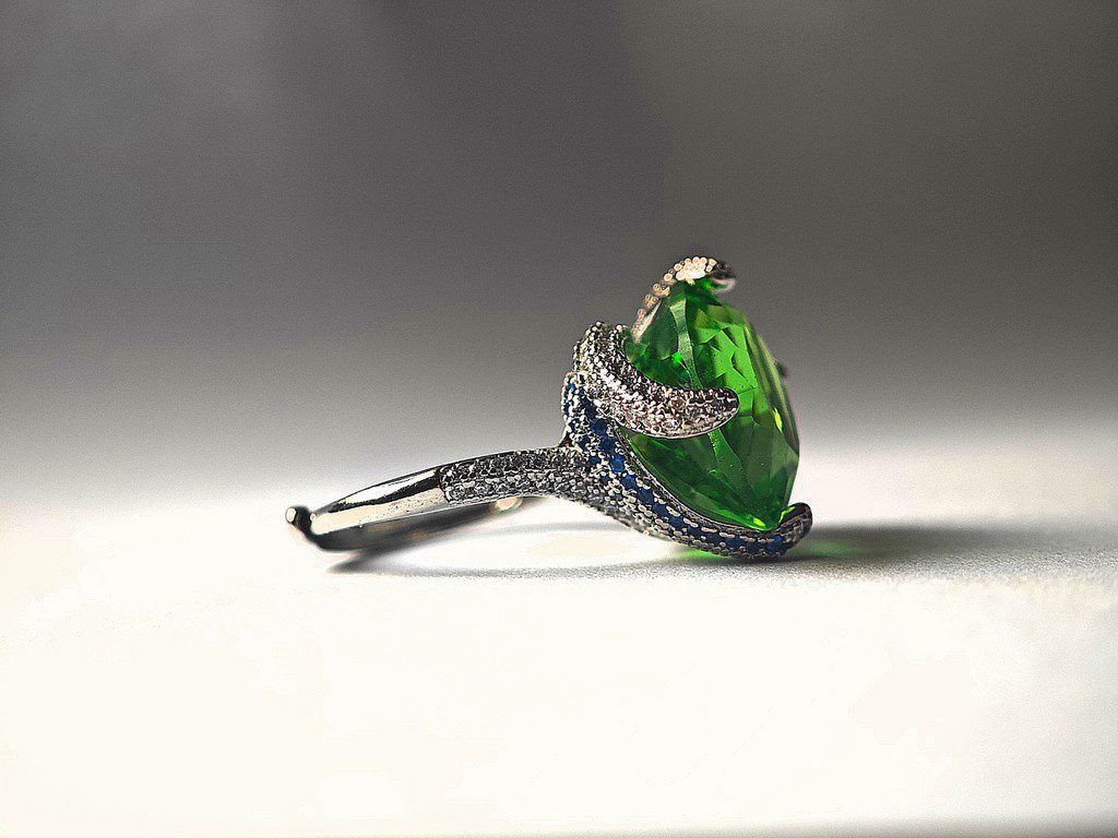 green crystal adjustable ring2 green crystal adjustable statement Ring for women in Pakistan by dango