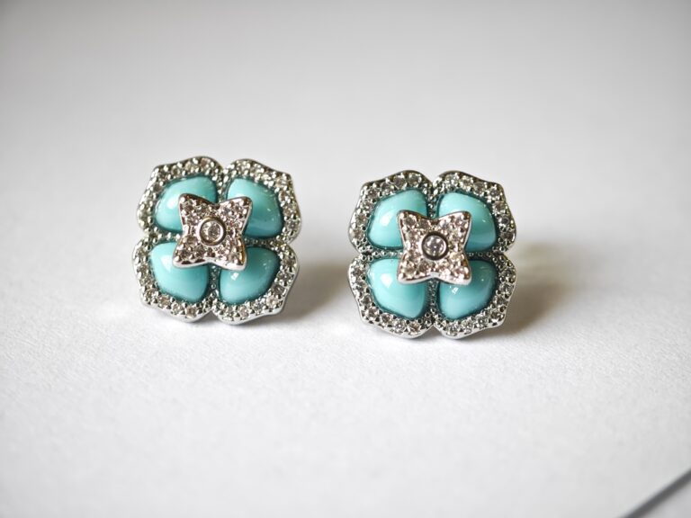 Turquoise Zircon Stud Earrings Pakistan by dango