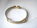 Dual Tone Cable Steel Cuff Bangle - Image 3