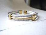 Dual Tone Cable Steel Cuff Bangle