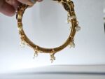 Pearl lorail fringe of Shahi bangle — ivory faux pearls on hand-painted enamel bangle, bridal jewelry Pakistan Dango
