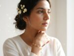 Khwaab agate bracelet worn on wrist — natural aqeeq tumble stone gold chain bracelet, Dango Meraki collection COD Pakistan