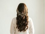 Zulf bridal hair drape worn in hair — three strand pearl and kundan hair jewelry Pakistan, Dango Meraki collection COD