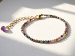 Raani natural sapphire and ruby bracelet — gold plated steel chain with genuine gemstones, Meraki collection by Dango Pakistan