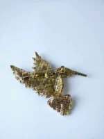Dango Vintage Crystal Hummingbird Brooch, 5x5cm Alloy Lapel Pin for Women - Image 3