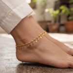 Dango IP Gold Plated Stainless Steel Fringe Drop Anklet, 21+5cm Adjustable Chain for Women - Image 3