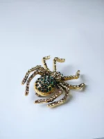 Dango Vintage Green Crystal Spider Brooch, 1.8x1.35 Inches Alloy Lapel Pin for Women - Image 5