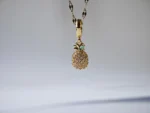 Dango Gold Plated Stainless Steel & Gold Plated Crystal Pineapple Pendant Necklace, 45+5cm for Women – Delivered Across Pakistan
