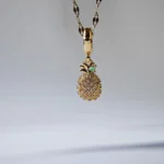 Dango Gold Plated Stainless Steel & Gold Plated Crystal Pineapple Pendant Necklace, 45+5cm for Women – Delivered Across Pakistan
