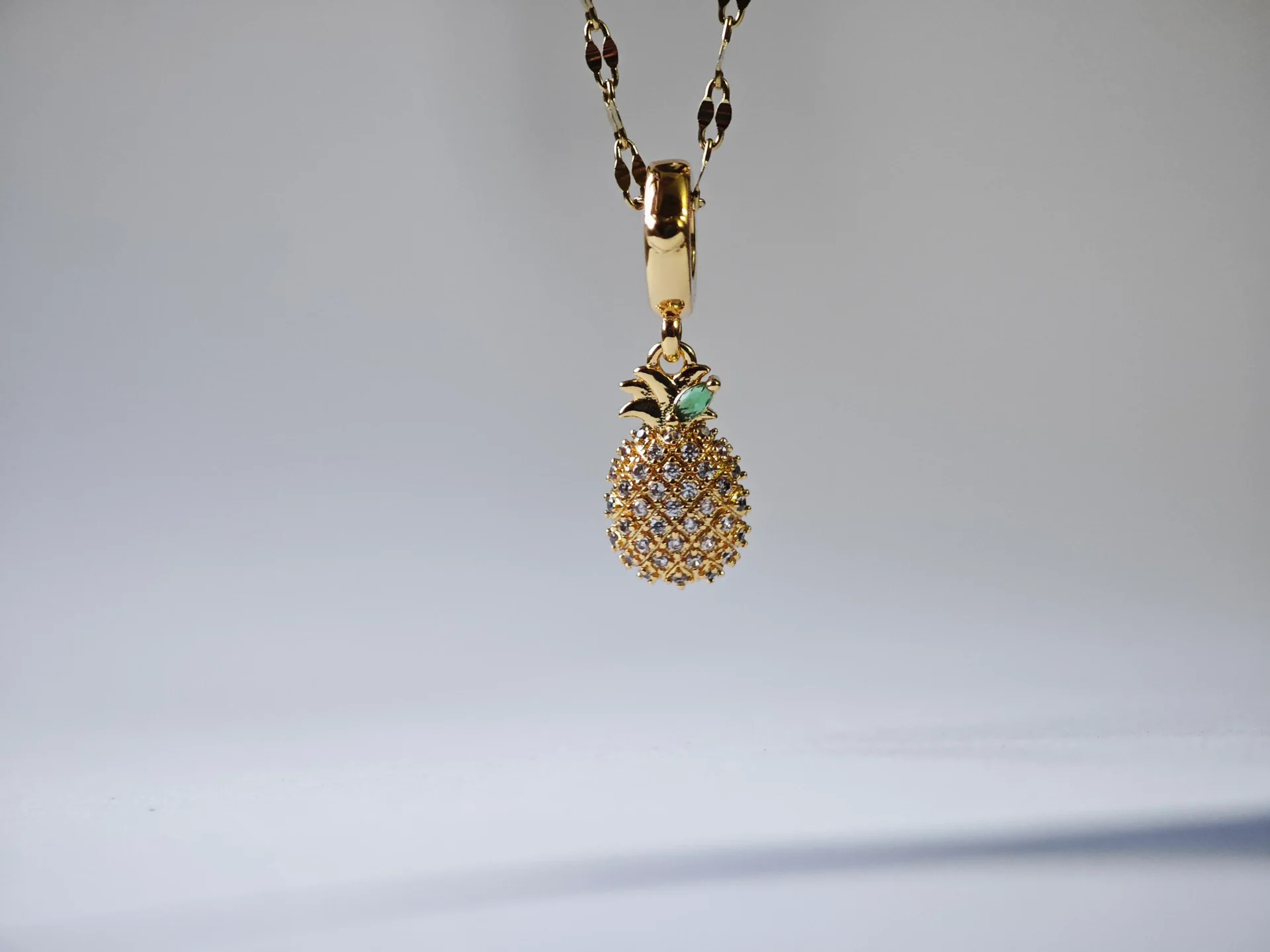 pineapple pendant Dango Gold Plated Stainless Steel & Gold Plated Crystal Pineapple Pendant Necklace, 45+5cm for Women – Delivered Across Pakistan - Image 1